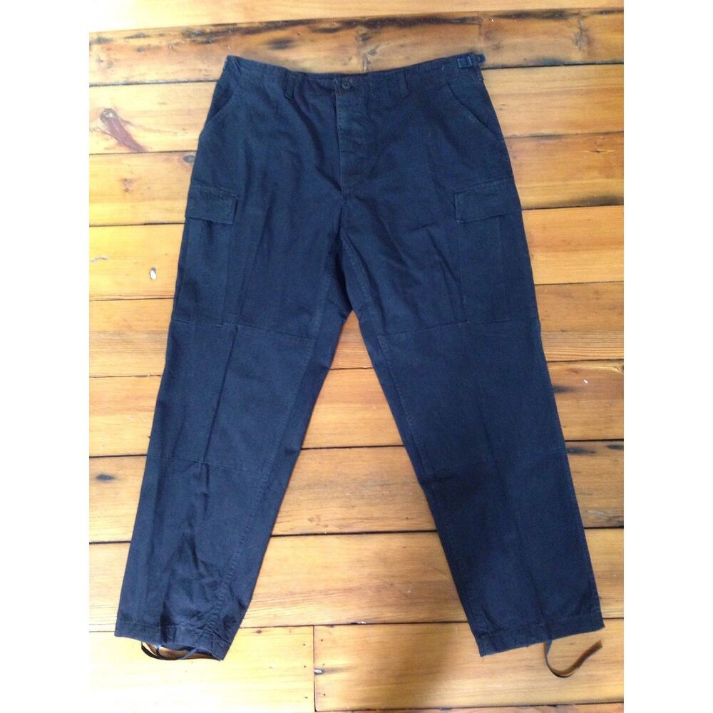 Mens Military Black Combat Cotton Trousers Adjustable Waist & Inseam M